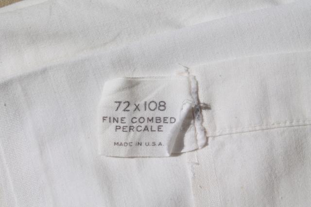 photo of lot of 12 plain white cotton bedsheets, flat bed sheets, vintage bedding bed linens #8