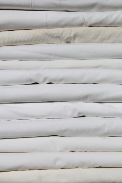 photo of lot of 12 plain white cotton bedsheets, flat bed sheets, vintage bedding bed linens #10