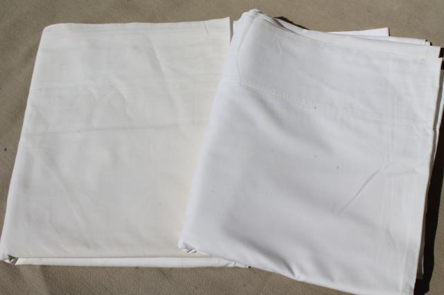 photo of lot of 12 plain white cotton bedsheets, flat bed sheets, vintage bedding bed linens #11