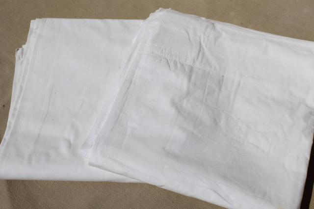 photo of lot of 12 plain white cotton bedsheets, flat bed sheets, vintage bedding bed linens #15