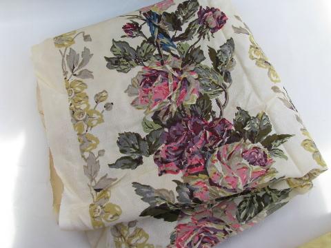 photo of lot of 1950s vintage rayon drapery material, retro fabric lot #4