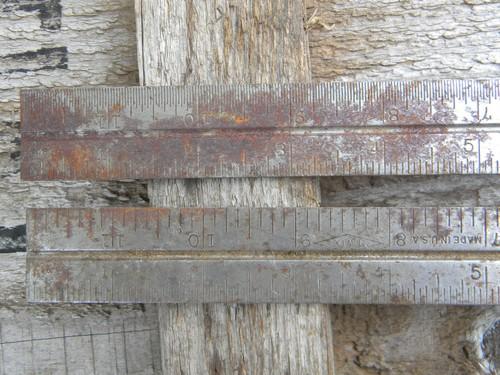 photo of lot of 2 old industrial steel tool rulers 1/8'',1/16'' & 1/32'' #2