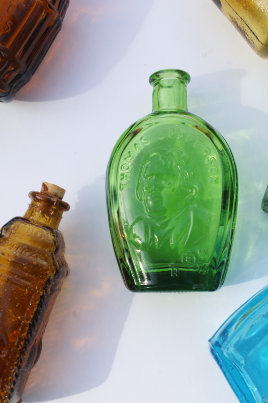 photo of lot of 25 miniature colored glass bottles, antique reproductions Wheaton bottles & Taiwan  #4