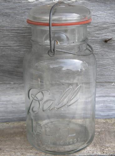 photo of lot of 3 antique Ball Ideal fruit jars w/lightning lids and 1908 patent #2