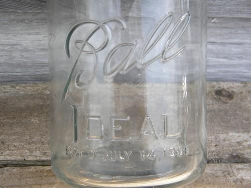 photo of lot of 3 antique Ball Ideal fruit jars w/lightning lids and 1908 patent #3