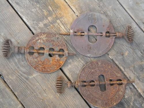 photo of lot of 3 antique Griswold New American stove pipe dampers #2