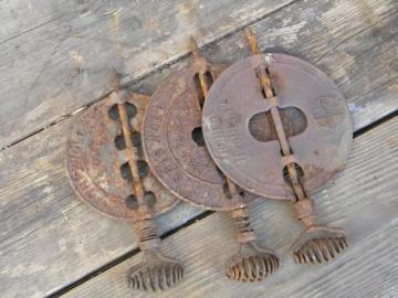 catalog photo of lot of 3 antique Griswold New American stove pipe dampers