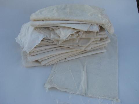 photo of lot of 30+ old cotton fabric bags, small vintage flour - sugar - salt sacks #1