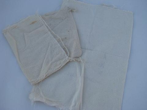 photo of lot of 30+ old cotton fabric bags, small vintage flour - sugar - salt sacks #2