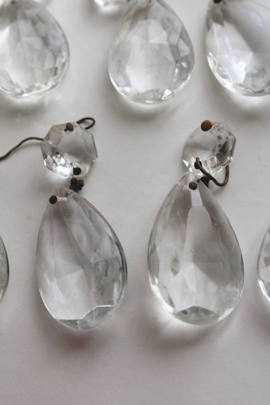 photo of lot of 30 vintage chandelier prisms, crystal glass teardrops w/ facet shape beads  #4
