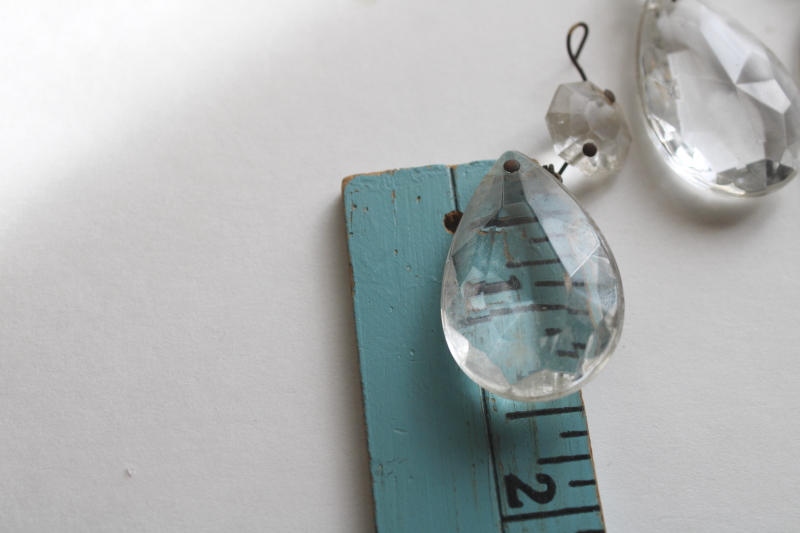 photo of lot of 30 vintage chandelier prisms, crystal glass teardrops w/ facet shape beads  #5