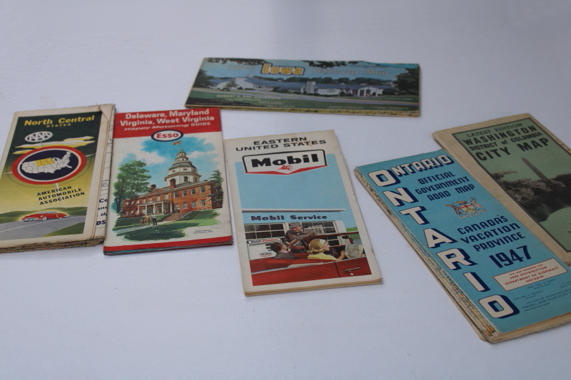 photo of lot of 30 vintage road maps, gas station advertising 1940s 50s 60s 70s assorted city state maps #4