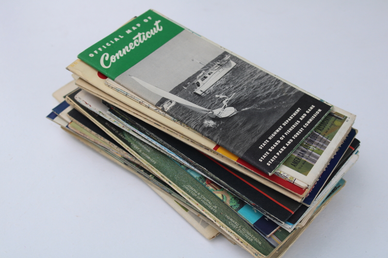 photo of lot of 30 vintage road maps, gas station advertising 1940s 50s 60s 70s assorted city state maps #7