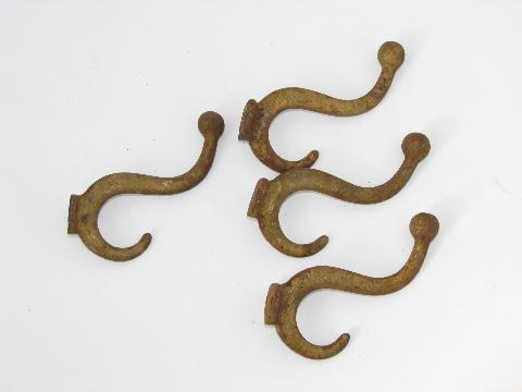 photo of lot of 4 antique arts and crafts vintage cast-iron architectural hall tree coat hooks #1