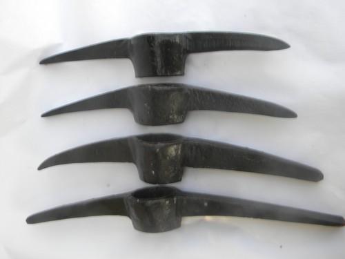 photo of lot of 4 antique primitive iron pick ax/pickax heads, old farm tools #1