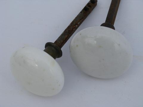 photo of lot of 4 antique vintage architectural white ironstone porcelain doorknobs #3