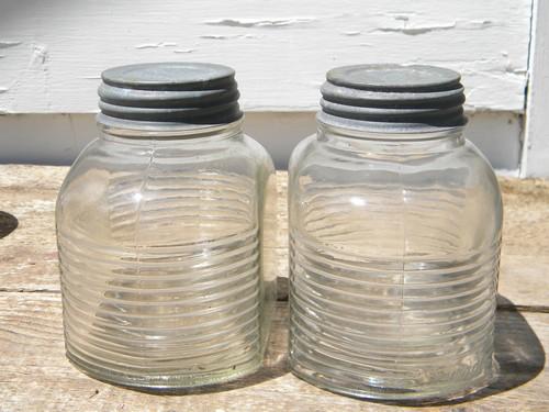 photo of lot of 4 hoosier vintage storage jars/dry goods canisters w/zinc lids #3