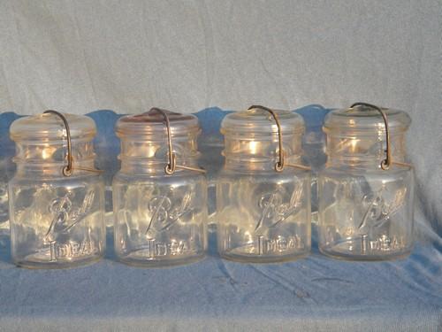 photo of lot of 4 vintage 1 pint Ball Ideal mason storage jars or canisters #1