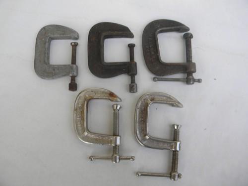 photo of lot of 5 old & vintage C clamp handyman tools #1