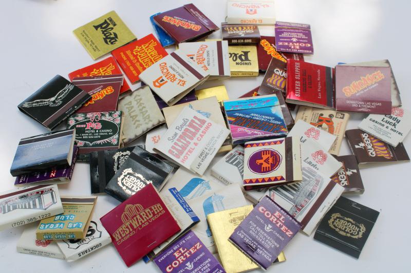 photo of lot of 50+ vintage matchbooks, Las Vegas advertising matches collection #1