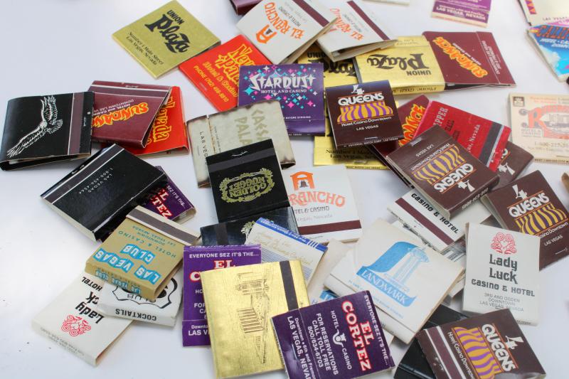 photo of lot of 50+ vintage matchbooks, Las Vegas advertising matches collection #2