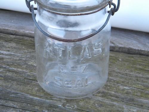 photo of lot of 6 antique 1 pint Ball & Atlas glass mason jars, 1908 vintage #5