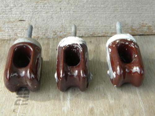 photo of lot of 6 different old ceramic insulators for primitive peg rack #2