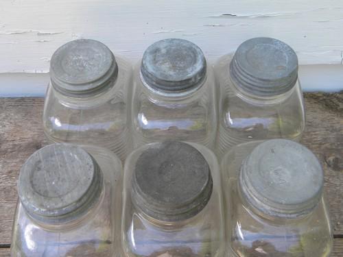 photo of lot of 6 hoosier vintage storage jars/dry goods canisters w/zinc lids #4