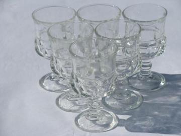 catalog photo of lot of 6 king's crown pattern sherry wine / cordial glasses, vintage stemware