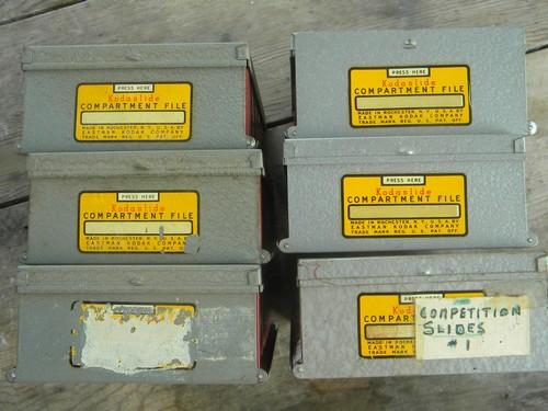 photo of lot of 6 machine-age Kodaslide compartment files/photo slide cases #2