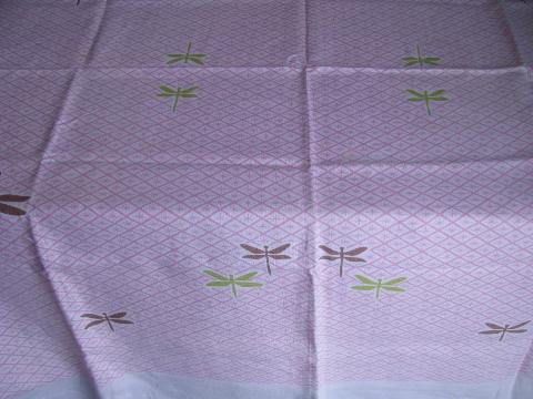 photo of lot of 6 vintage 1950s-60s printed cotton & linen kitchen tablecloths, retro prints! #4