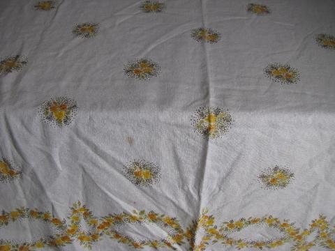 photo of lot of 6 vintage 1950s-60s printed cotton & linen kitchen tablecloths, retro prints! #5