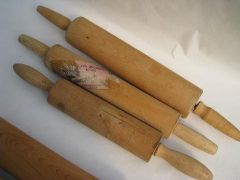 photo of Lot of 6 vintage wood rolling pins from old farm kitchen #2