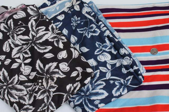 photo of lot of 70s vintage knit fabric, retro print poly jersey knits, silky tricot etc. #3