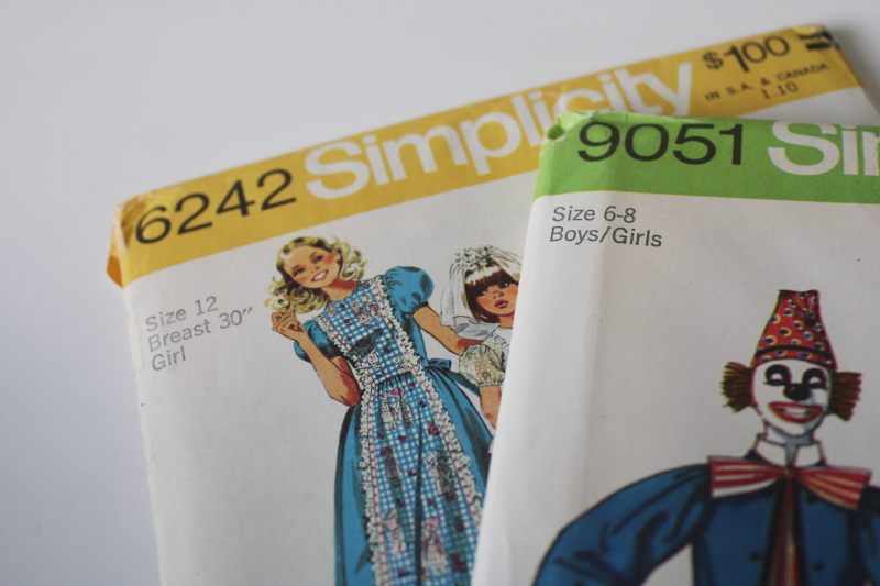 photo of lot of 70s vintage sewing patterns, very retro dresses, pantsuits girls size 12 & 14 #2