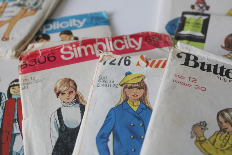 photo of lot of 70s vintage sewing patterns, very retro dresses, pantsuits girls size 12 & 14 #5