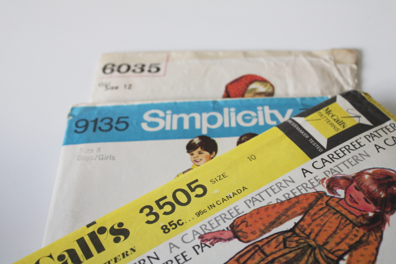 photo of lot of 70s vintage sewing patterns, very retro dresses, pantsuits girls size 12 & 14 #9