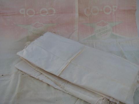 photo of lot of 8 old feed sack bags, vintage cotton fabric seed sacks #1