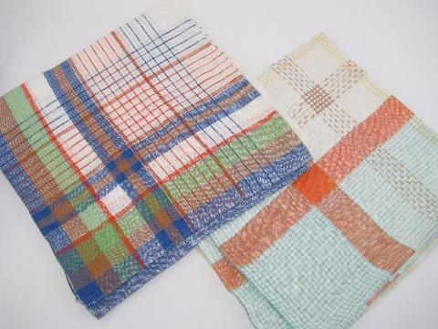 photo of lot of 8 vintage kitchen tablecloths, cute plaids #3