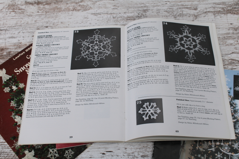 photo of lot of Christmas crochet booklets, crocheted snowflakes, angels, tree skirts, stockings  #3