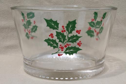 photo of lot of Christmas glassware - Houze glass tumblers, holly candy dishes, Christmas tree jars #2