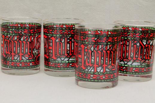 photo of lot of Christmas glassware - Houze glass tumblers, holly candy dishes, Christmas tree jars #6