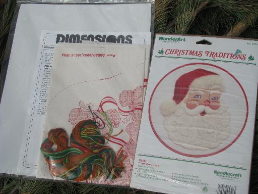 photo of lot of Christmas needlework kits, needlepoint stockings, Christmas ornaments #8