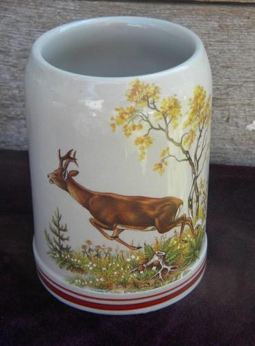 photo of lot of Corzelius german stoneware beer mug steins, deer and mountain goat #3