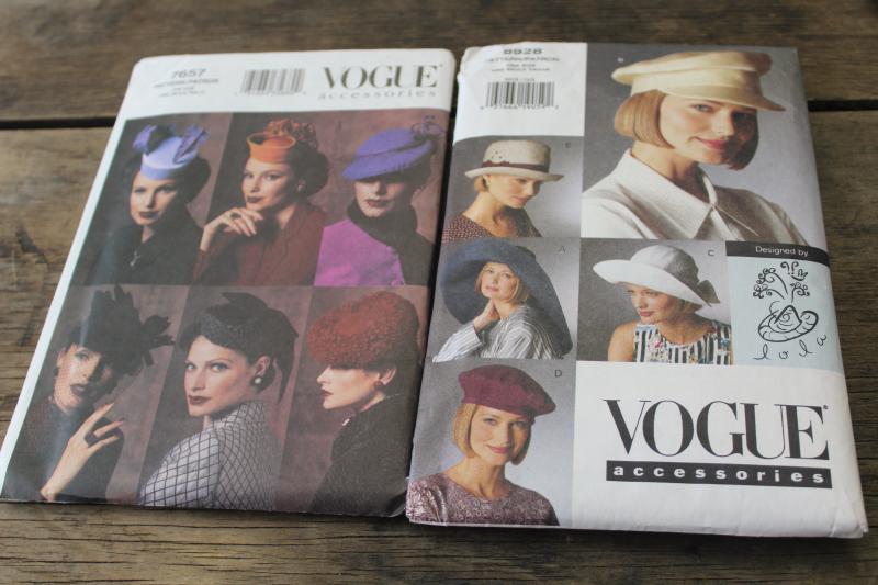 photo of lot of Vogue sewing patterns, ladies hats, vintage style millinery #4