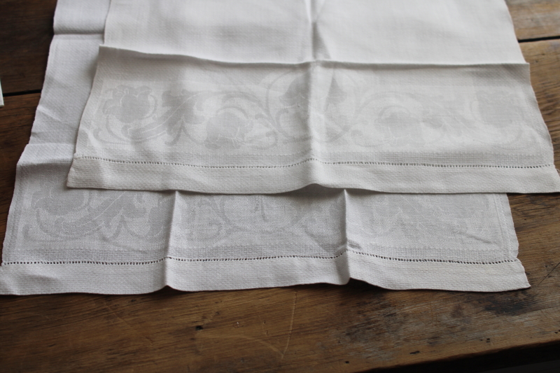 photo of lot of all white vintage linens, large towels w/ crochet lace, pair fingertip towels #9