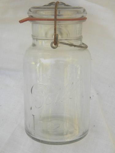 photo of lot of antique Ball Ideal canisters jars w/lightning lids and 1908 patent #2