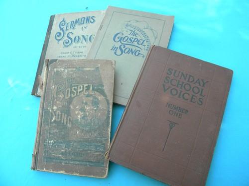 photo of lot of antique Sunday school revival religious and gospel music books #1