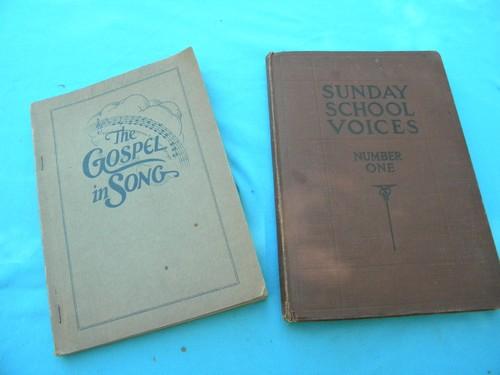 photo of lot of antique Sunday school revival religious and gospel music books #3