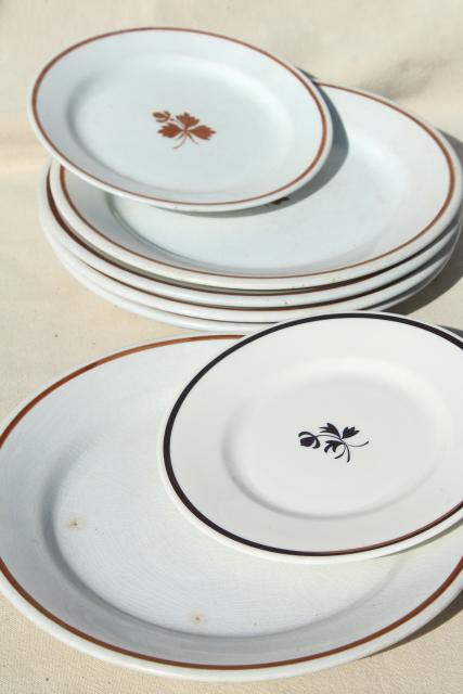 photo of lot of antique Tea Leaf white ironstone china plates, 1800s vintage #1